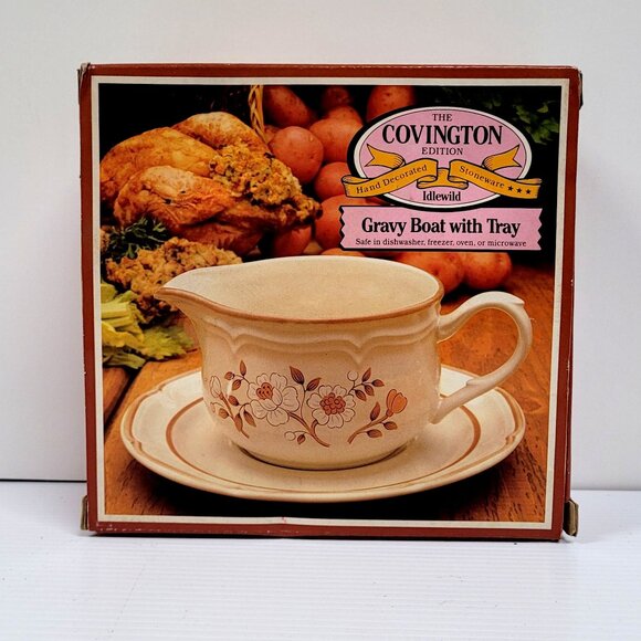 The Covington Edition Idlewild Gravy Boat with Underplate Stoneware Japan - Picture 2 of 7